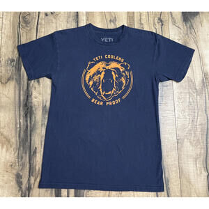 YETI Coolers Bear Proof T Shirt Men's Size Medium Short Sleeve Blue 100% Cotton.